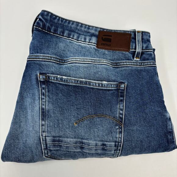 G-Star Raw Womens 35x28 Kate Boyfriend Distressed 5 Pocket Blue Jeans (READ) - Picture 1 of 7